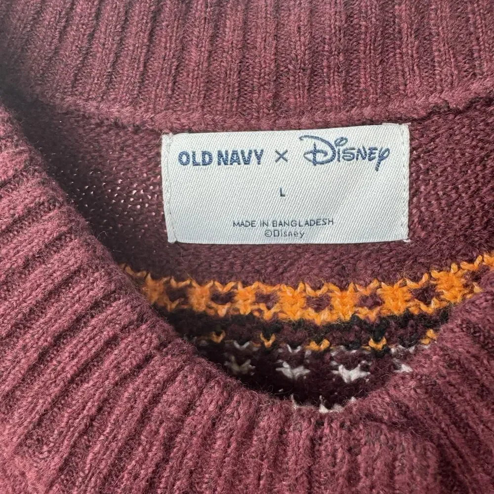 Old Navy Disney Mickey Pumpkin Cardigan Womens Large Halloween Fair Isle NWT